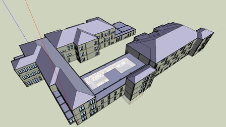 错层拼装楼,下沉式庭院的建模功能,完美呈现建筑效果